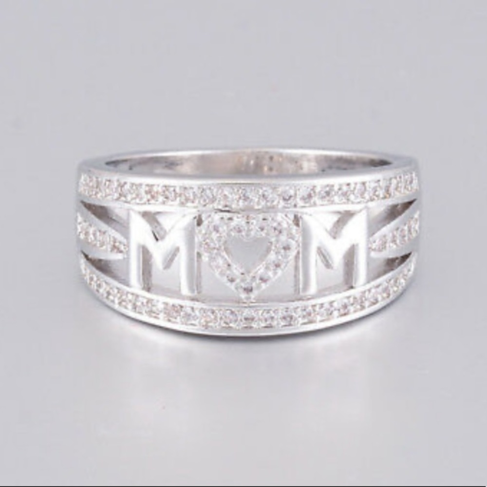 NEW Elegant Mother 925 Silver White Sapphire Ring - Picture 2 of 3